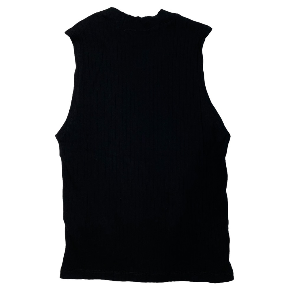 Frame Ribbed Cotton Tank In Noir Black Ribbed Size Large - Picture 5 of 5